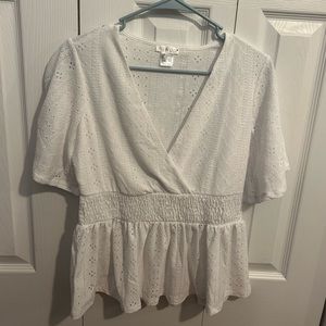 White Peplum Top